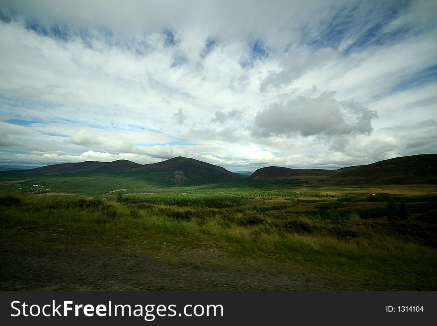 Landscape of green Scottish hills. Landscape of green Scottish hills