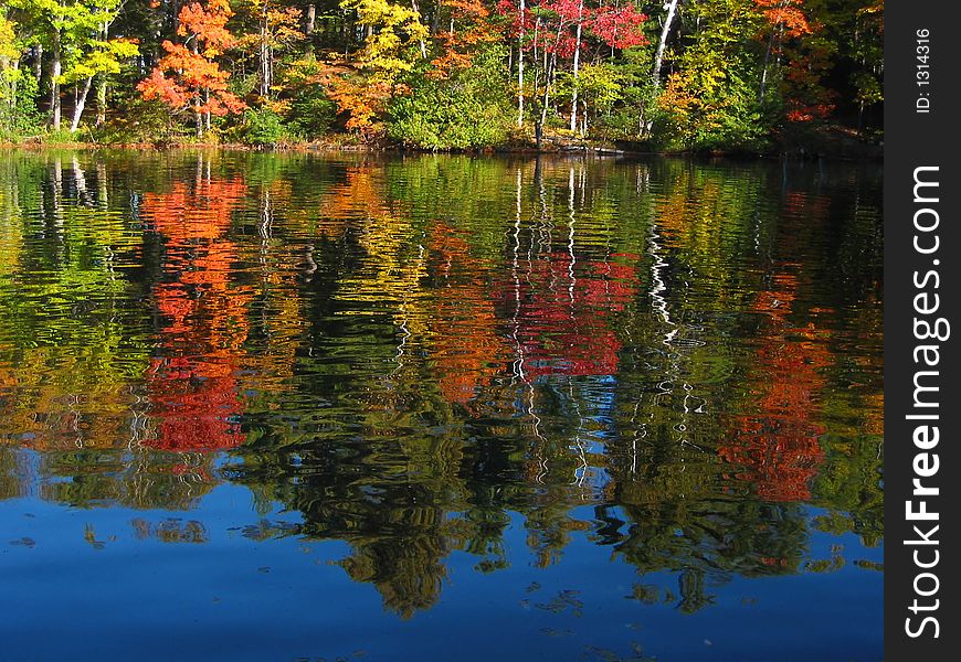 Autumn Lake reflection in Quebec