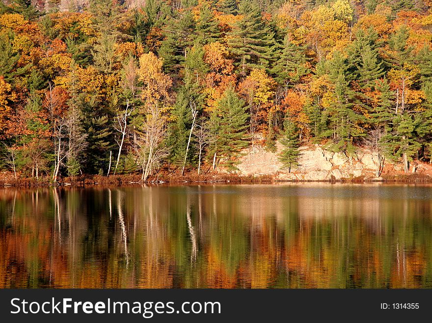 Autumn Lake reflection in Quebec