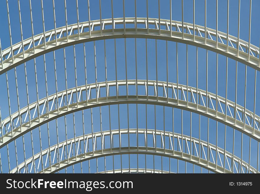 White metallic structure projected on the sky