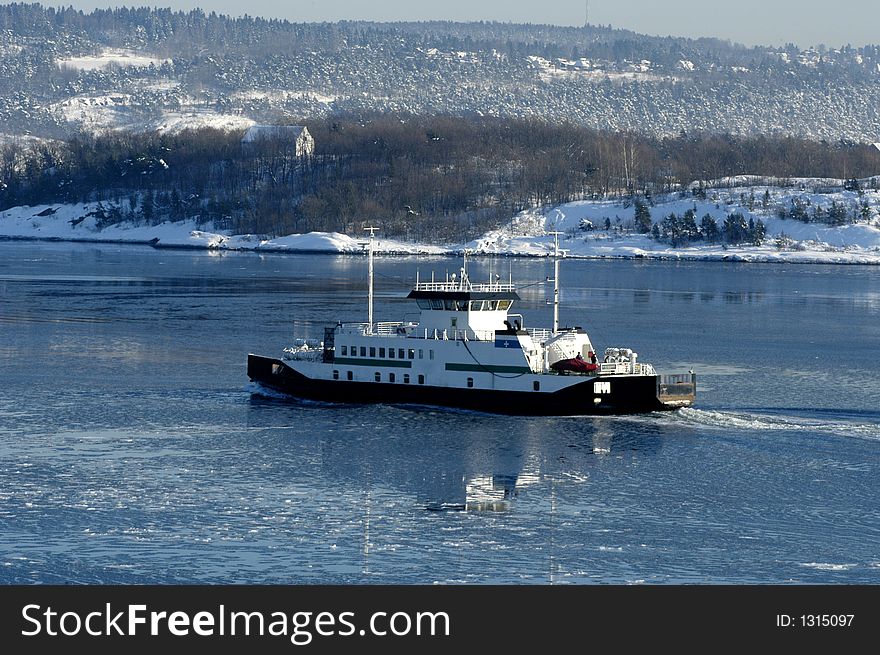 Picture of ship on sea in the winter time. Picture of ship on sea in the winter time.