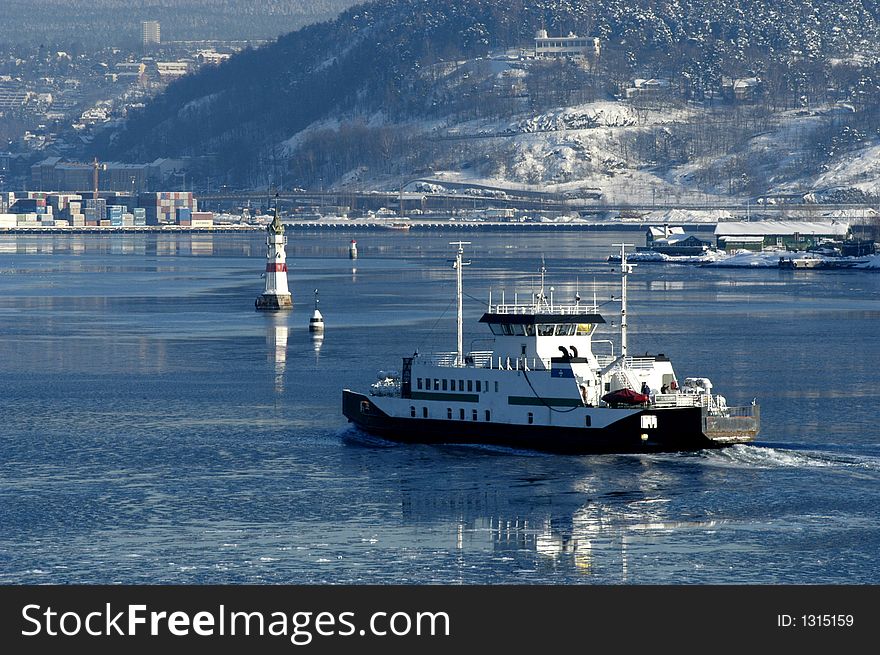 Picture of ship on sea in the winter time. Picture of ship on sea in the winter time.