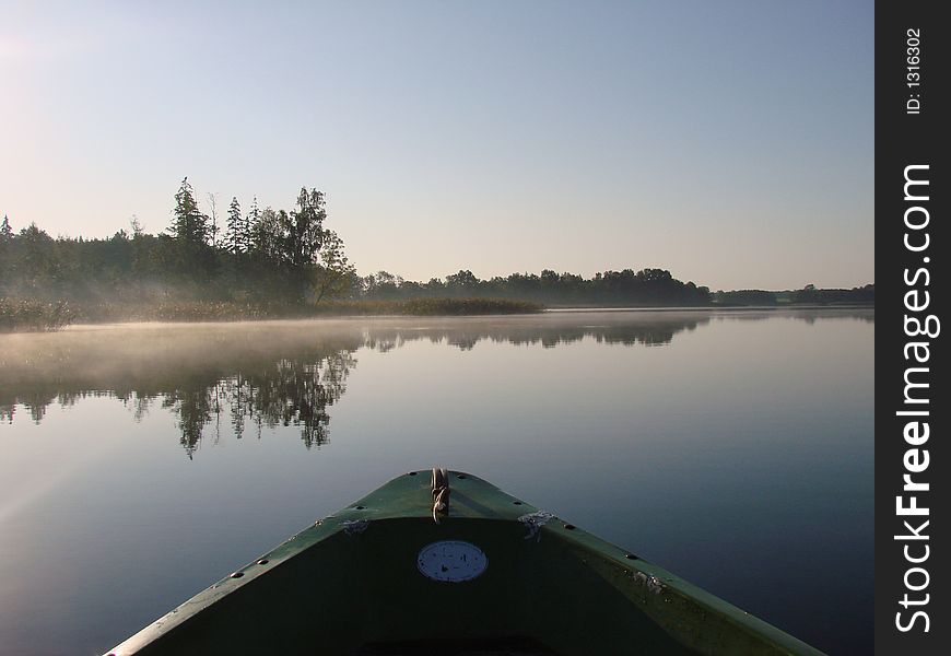 Boat trip in the foggy autumn morning. Boat trip in the foggy autumn morning