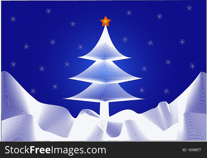 Christmas tree and Star - vector illustration