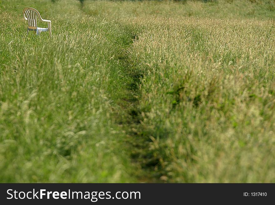 Chair, field, evening, grass, Germany, the road, One, loneliness, white, green, Wuppertal. Chair, field, evening, grass, Germany, the road, One, loneliness, white, green, Wuppertal