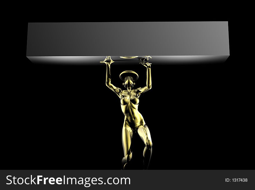 Gold angel lifting logo box