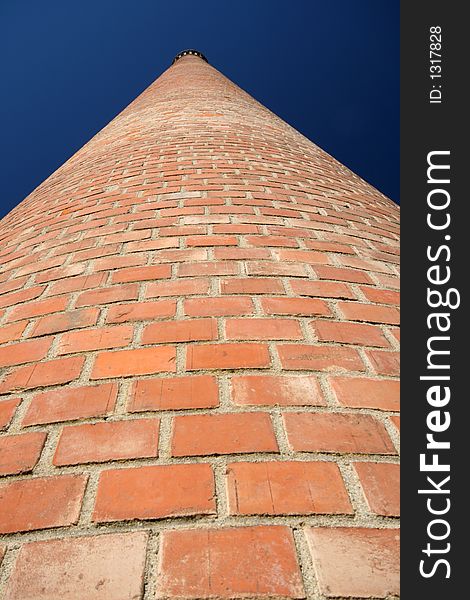 Big red brick chimney, France