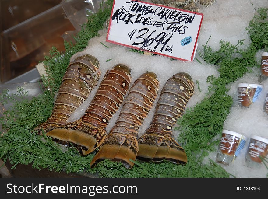 Fresh lobster tails at the farmer's market