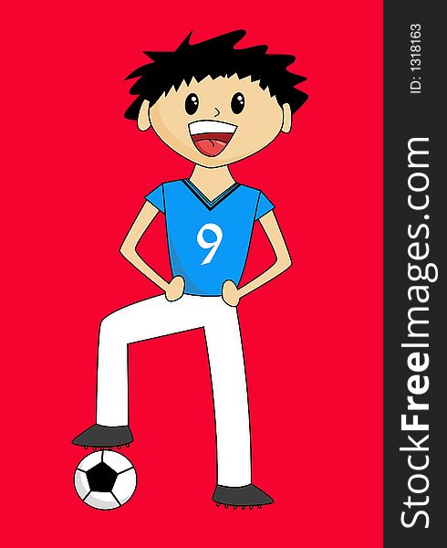 Cute cartoon boy with soccer ball. Cute cartoon boy with soccer ball.