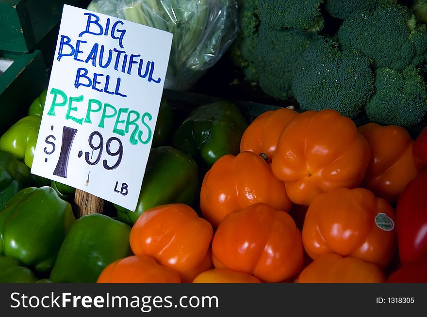 Colorful bell peppers at the market. Colorful bell peppers at the market