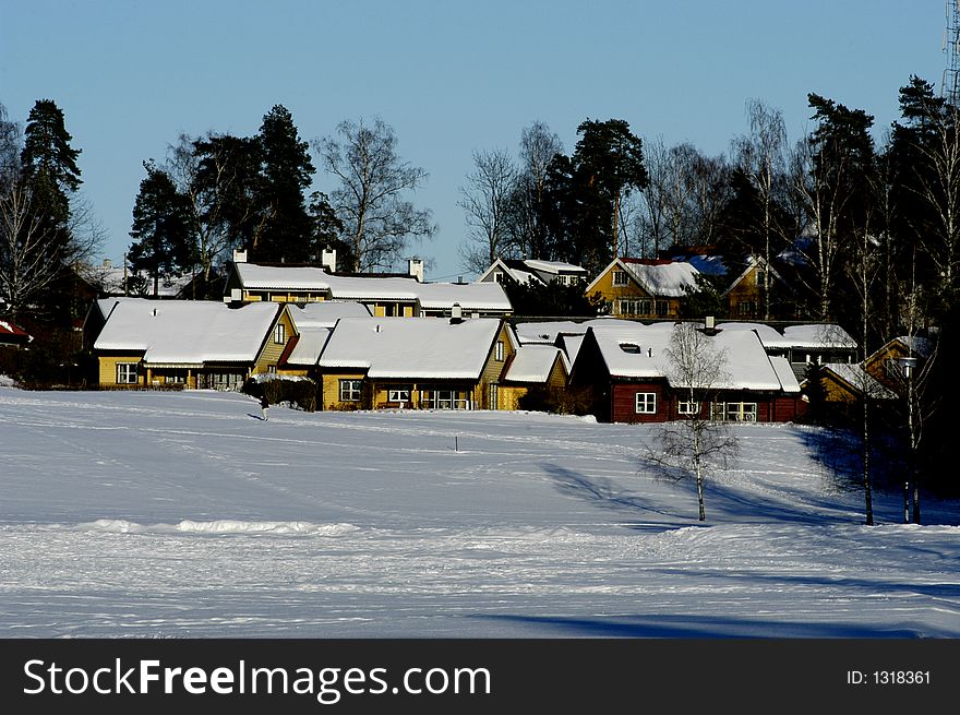 Picture of Scandinavian architecture in winter time. Picture of Scandinavian architecture in winter time.