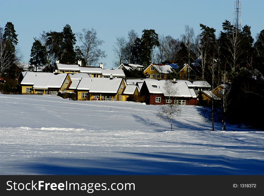 Picture of Scandinavian architecture in winter time. Picture of Scandinavian architecture in winter time.