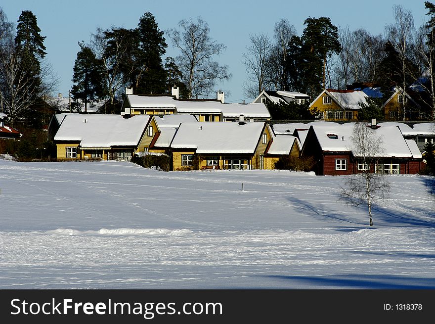 Picture of Scandinavian architecture in winter time. Picture of Scandinavian architecture in winter time.