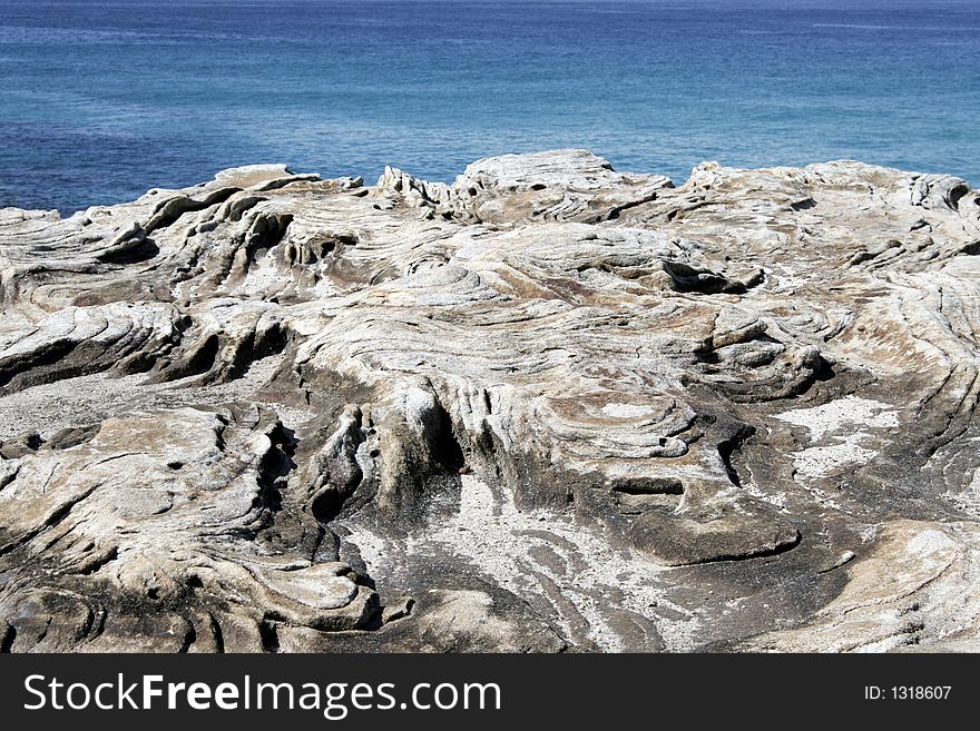 White Rock Formation In Front Of The Pacific Ocean, Sydney Australia. White Rock Formation In Front Of The Pacific Ocean, Sydney Australia