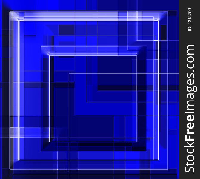 Squares geometry in blue - abstract