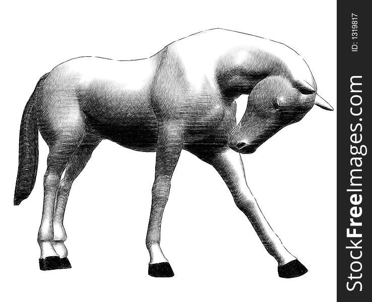Shaped figure of horse, grayscale