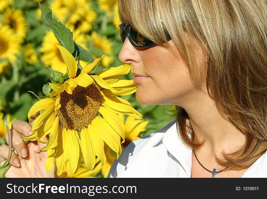 Beautiful Sunflower Woman in the sun.