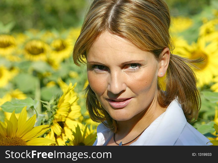 Beautiful Sunflower Woman in the sun.