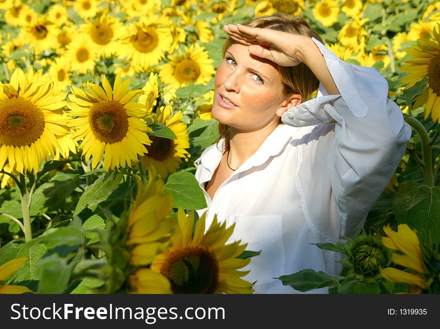 Beautiful Sunflower Woman in the sun.