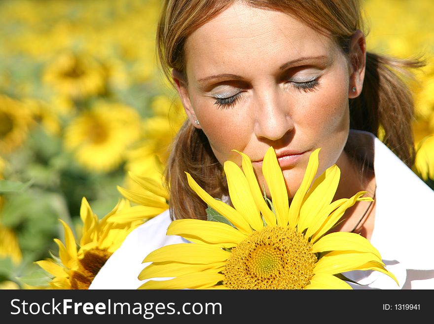 Beautiful Sunflower Woman in the sun.