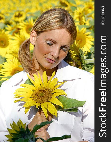 Beautiful Sunflower Woman in the sun.