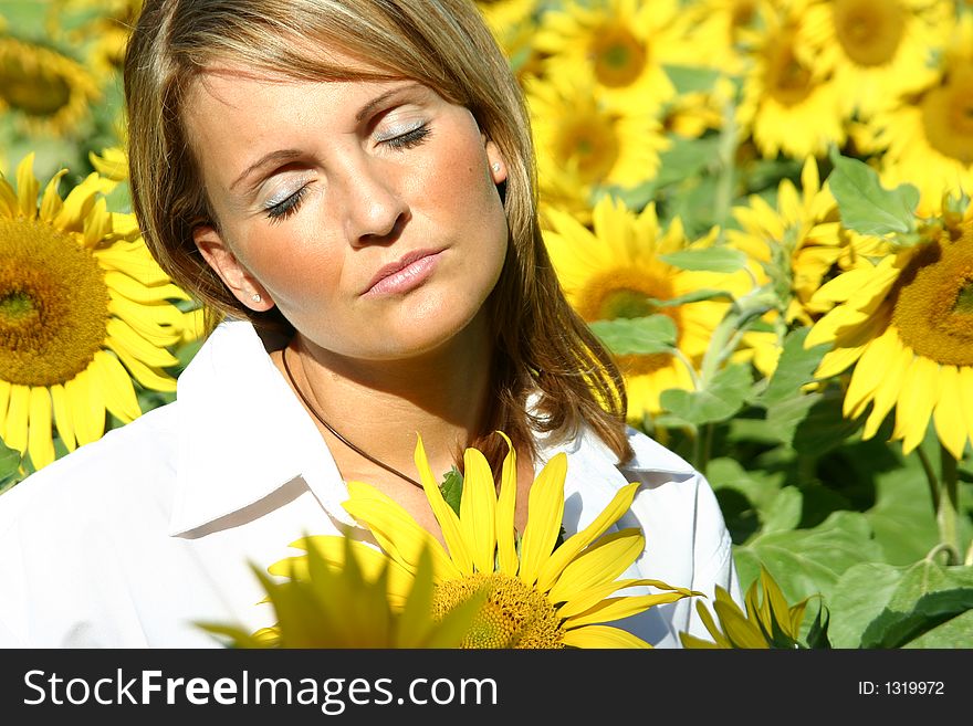 Beautiful Sunflower Woman in the sun.