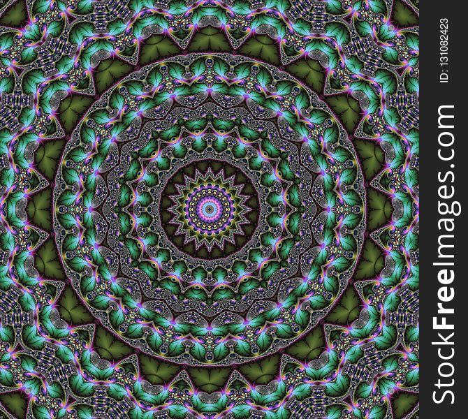 Green, Purple, Kaleidoscope, Pattern