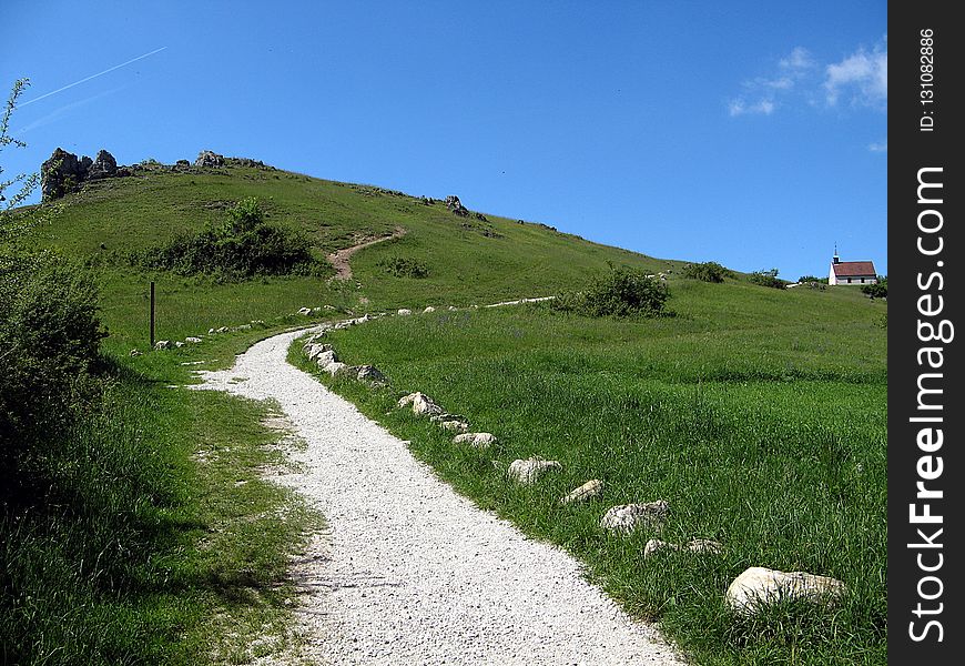 Grassland, Sky, Path, Vegetation