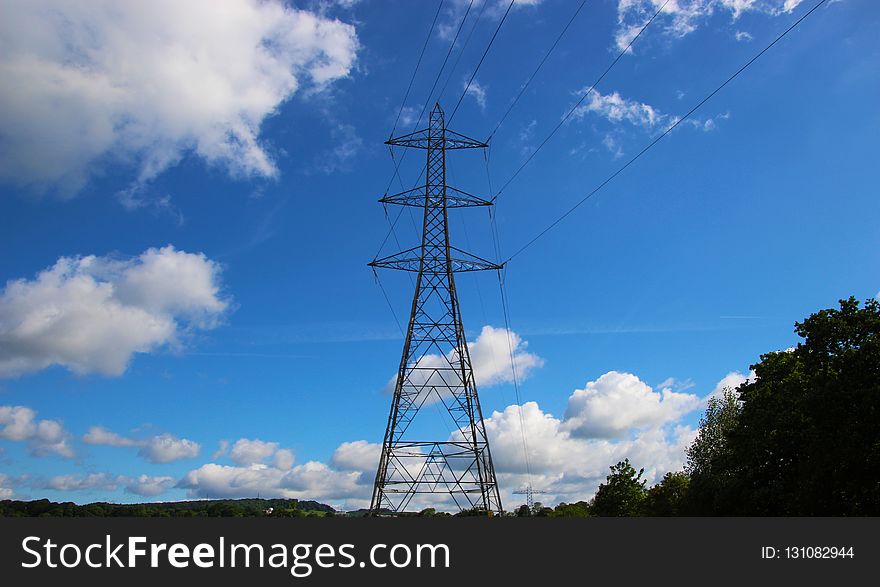 Sky, Transmission Tower, Electricity, Overhead Power Line