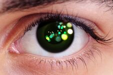 Free Artificial Close-up Eye Cyborg Face Of Mechanical Robot, Future With Green Glow Stock Photography - 131157542