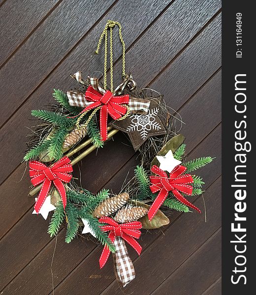Christmas Decoration, Christmas Ornament, Wreath, Evergreen