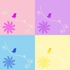 Birds Floral Background Set Stock Image Birds Floral Background Set Stock Image