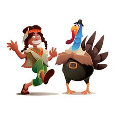 Thanksgiving Turkey And Indian Tribe Boy Character Design Stock Photo Thanksgiving Turkey And Indian Tribe Boy Character Design Stock Photo