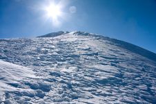 Winter Mountains Landscape Against The Sun Royalty Free Stock Image Winter Mountains Landscape Against The Sun Royalty Free Stock Image