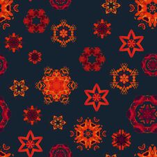 Warm Watercolor Snowflakes On Dark Background Royalty Free Stock Photography