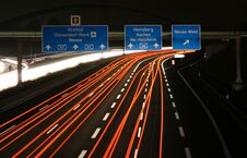 Germany - Highway A57 - Motorway Junction Neuss-West At Night Stock Photography