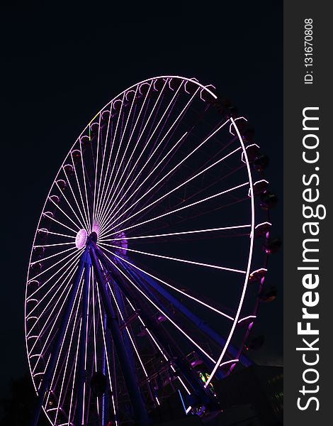 Ferris Wheel, Tourist Attraction, Purple, Light