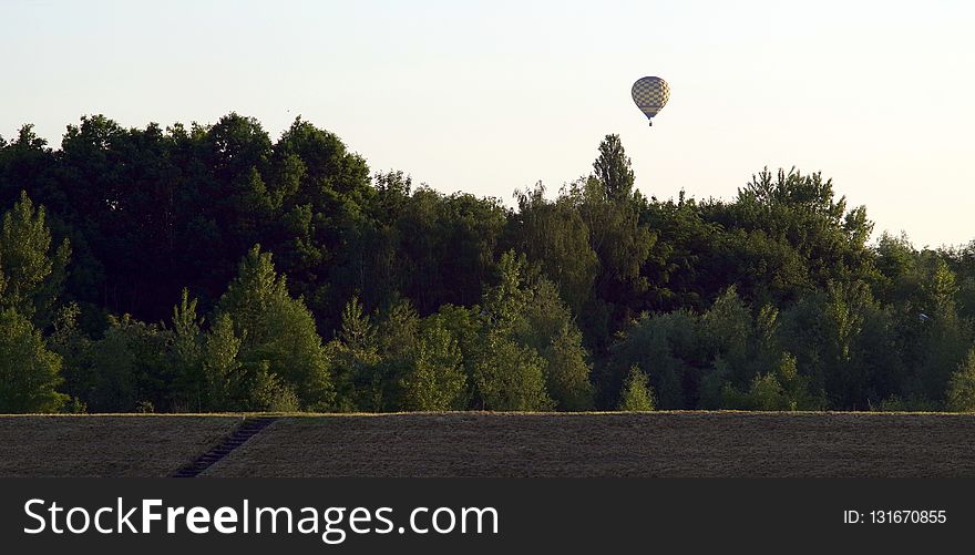 Nature, Sky, Field, Hot Air Balloon