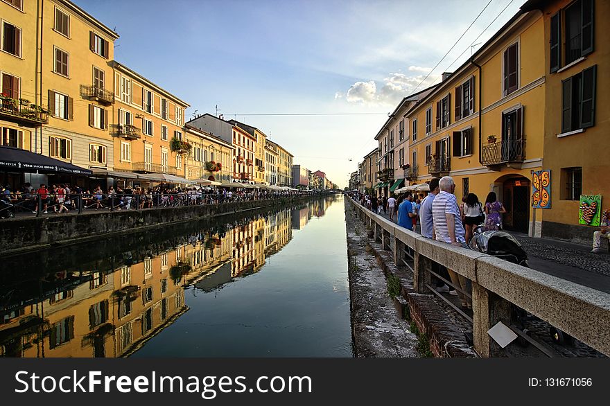 Waterway, Body Of Water, Reflection, Town