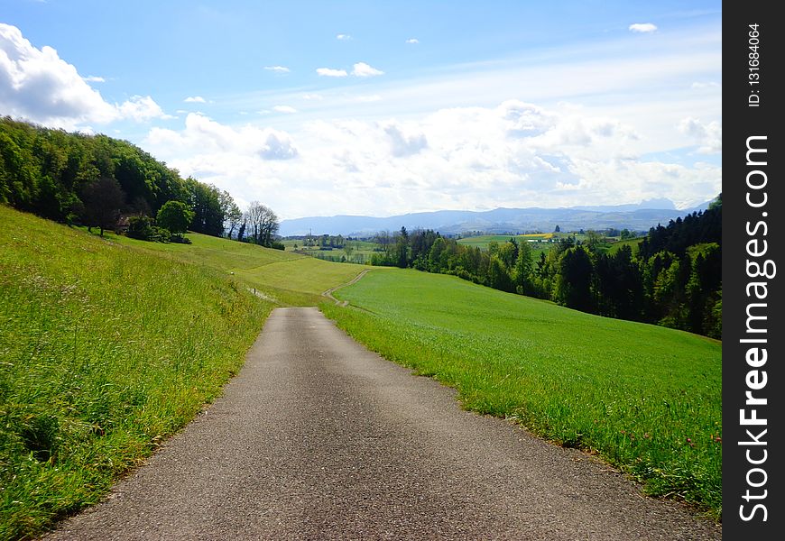 Road, Grassland, Sky, Path