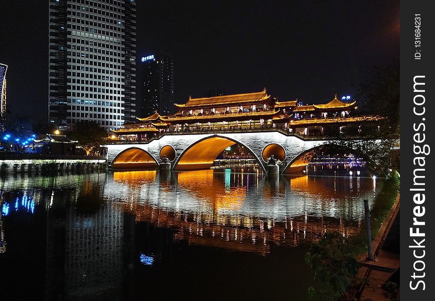 Reflection, Cityscape, Night, Landmark