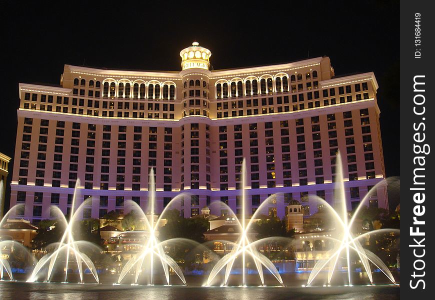 Landmark, Fountain, Night, Metropolis