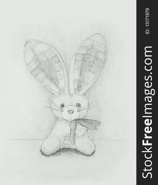 Toy hare, hand drawing illustration