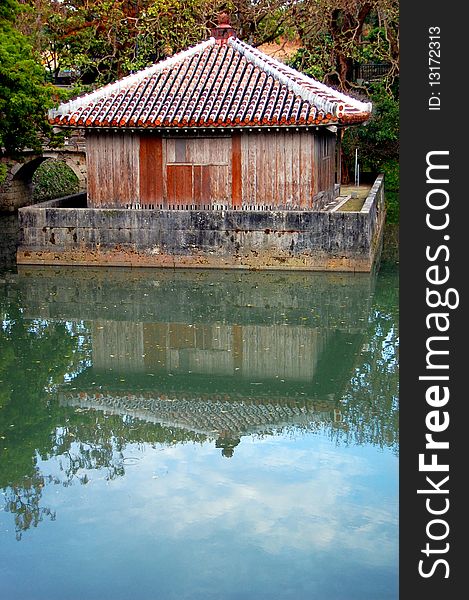 Shuri Castle Okinawan House in a Pond Okinawa Japan. Shuri Castle Okinawan House in a Pond Okinawa Japan