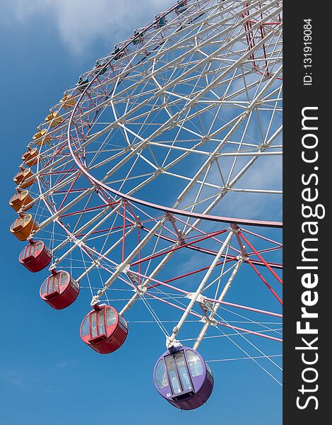 Ferris Wheel Near Tempozan Harbor Village - Osaka City In Japan