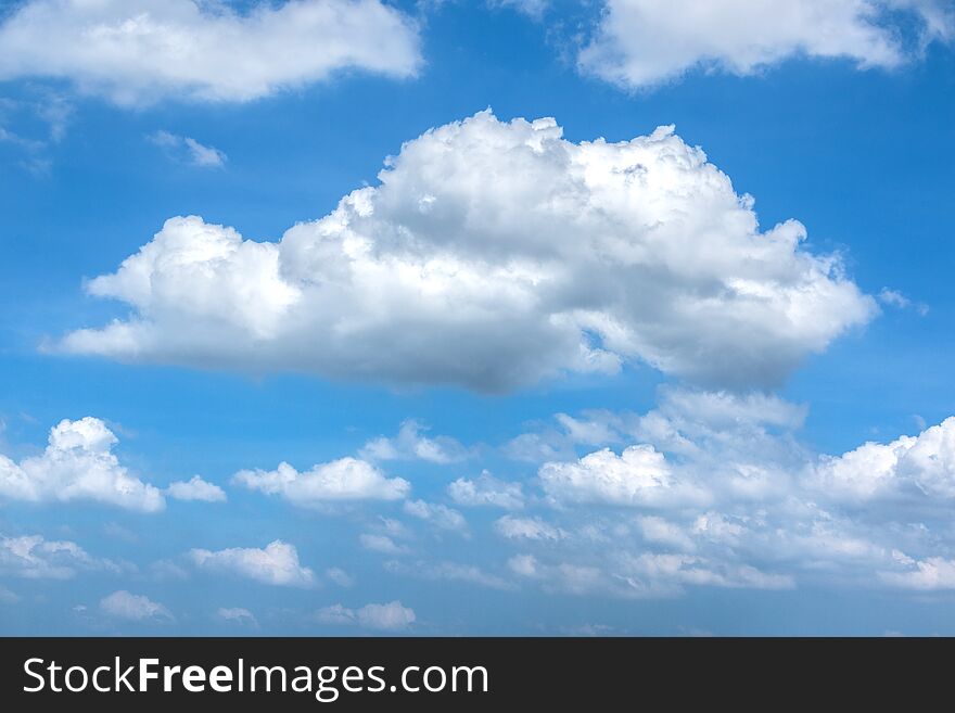 Puffy White Clouds In Blue Sky For Natural Background