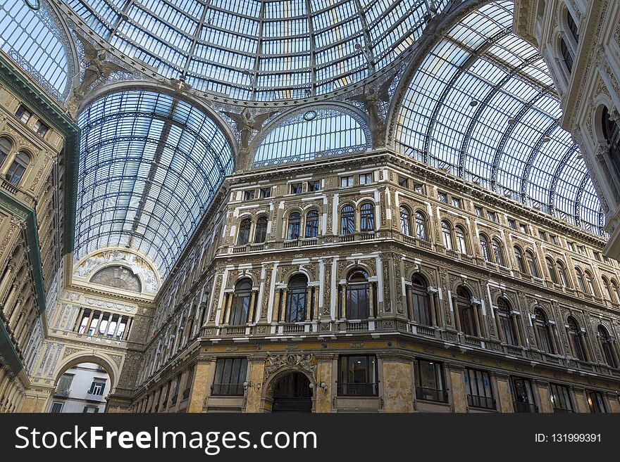 Umberto I gallery in Naples, Italy on a Sunny day. City attraction