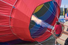 Inflating Hot Air Balloon Stock Photo