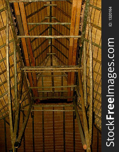 Grass roof from inside showing construction.