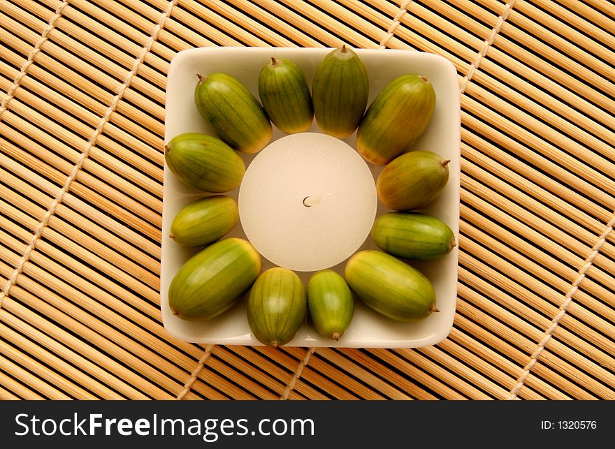 Candle-stick with green corns. Candle-stick with green corns